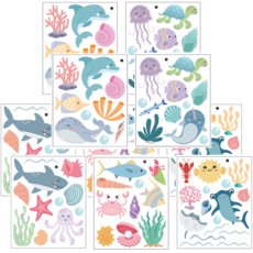 방수 바다 생물 물고기 벽 스티커, 2세트, 혼합(S2301) 대형58매
