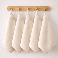 아이주 뱀부 고리수건 세트 5PCS 네임라벨 핸드타올, 5개, 내추럴(31X33cm)
