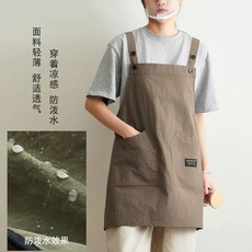 薄款潑水畫畫工作制服餐飲理髮師男女咖啡花店logo工裝定製印字, 咖啡色,均碼, 咖啡色