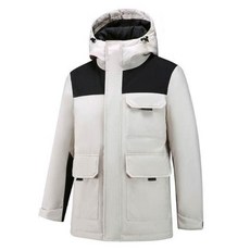 羽絨衝鋒外套連帽白鴨絨冬季輕羽絨防寒防風保暖加絨防水耐磨休閒運動登山工作寬鬆機能百搭日常滑雪戶外工裝男大口袋大碼夾克