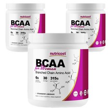 nutricost BCAA女性用沖泡粉 草莓檸檬口味, 3罐, 315g