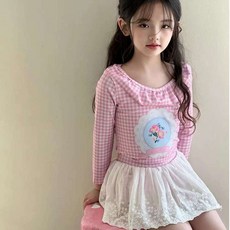 兒童分體裙式長袖泳衣 速乾防曬公主裙夏季女孩A類泳衣