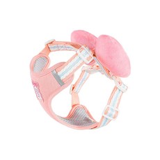 跨境狗狗牽引繩蝴蝶結狗胸背背心式透氣狗揹帶防掙脫輕量狗繩現貨, 1個, 粉色單胸背