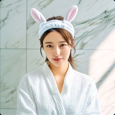 오데트 귀여운 극세사 토끼 세안밴드 헤어밴드, 2개, 블루