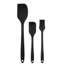 3PCS/1Set 핑크/그린/블랙 실리콘 주걱 크림 브러쉬 스크레이퍼 케이크 조각 주방 베이킹 도구 DIY 케이크, 기타, 01 1Set-Black