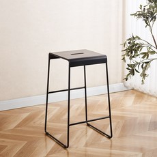 나인홈 A형 스툴 심플 철제 아일랜드 바체어 등받이 없는 보조의자 2size, 1개, L_블랙 (WWT1030-BK)