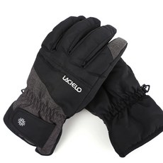 LACIELO 男士滑雪手套 LAM-1906 寒冷天氣防水板, 黑色