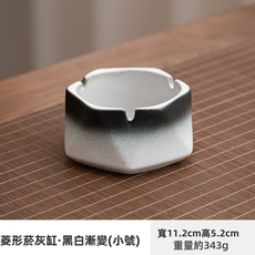 GUEFOON 粗陶大號菸灰缸家用, 1個, 黑白漸變-菸灰缸小號多邊形:如圖所示（9242）