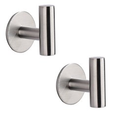 벽을 안전하게 무타공 스테인리스 후크 (녹슬지 않는 프리미엄 강철) 20kg 초강력 내구성+미니멀 디자인, 2개, 은색