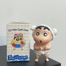 洗澡小新浴室擺件蠟筆小新玩具PVC全實心公玩具手辦潮玩裝飾可愛, 1個, 羞羞小新12CM（浴帽+內褲）【彩盒裝】