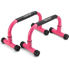 테클로르 푸시업 바 L-시트 앤 딥용 팔레렛 튼튼한 흔들림 없는 평행 스탠드 풀 플랜체 칼리스테닉스 9.5인치 하이트레이닝 홈 피트니스 트레이닝용, Pink