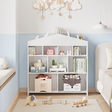 가르브이 다용도 교구장 심플함 장난감 수납장 책장, 화이트