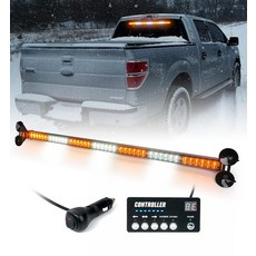LUMENIX 78.7cm(31인치) LED 교통 고문 스트로브 조명 바 트럭 차량 앞유리 창문 플래시 경고 방향 비상 라이트바 컨트롤러 건설 안전 조명 포함 - 화이트 앰버