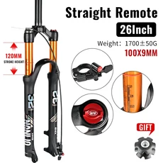 BUCKLOS 26/27.5/29인치 MTB 에어 포크 트래블 140mm 산악 자전거 프론트 튜브 서스펜션, 05 Remote-Straight-26