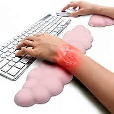 LXU 구름 키보드 마우스 손목받침대 세트 논슬립 팜레스트 손목보호대, 1개, 핑크