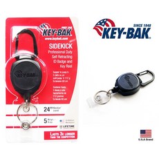 KEY-BAK美國Sidekick D型環24吋伸縮鑰匙圈附護照證件夾【KB0KB1-0A21】，方便攜帶、安全可靠, 黑, 1個