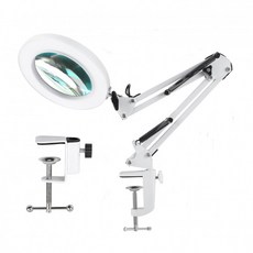 작업용 확대경 책상 스탠드 확대기 30배 클립형 독서용, 1개, C_화이트 조명조절 철제 클립