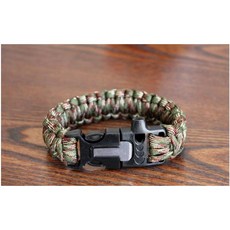 求生手環手繩打火棒帶口哨 野外求生 傘繩手鍊 打火石 四合一 手環 登山 露營 戶外 野, 1個, 迷彩, 迷彩