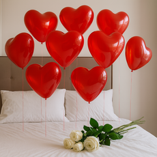 하늘풍선파티 레드 하트풍선 10개 프로포즈 셀프파티장식 포토존 행사 풍선 천정 장식 헬륨 풍선 31cm