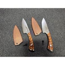 工具家達人 大馬士革 登山露營野外求生小番刀：烤肉釣魚必備，淺草風格小獵刀/魚刀/小菜刀, 1個, 空白,原產利度, 淺草風格