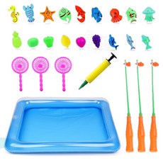 磁吸釣魚水池套組 兒童磁性釣魚玩具 撈魚網 浴缸玩具, 1個