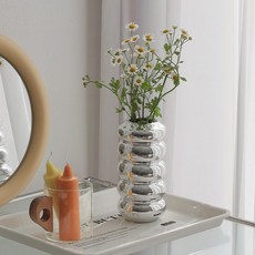 실버 오브제 화병 인테리어 소품 꽃병