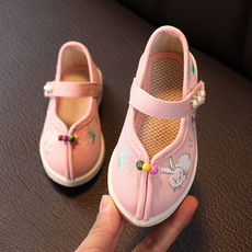 도오빠 다나한 아동 플랫슈즈 한복신발 메리제인 자수 토끼 캔버스화 벨크로 여아용 꽃신 어린이