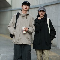 男款新款衝鋒衣外套 潮牌情侶寬鬆工裝戶外防風防水夾克