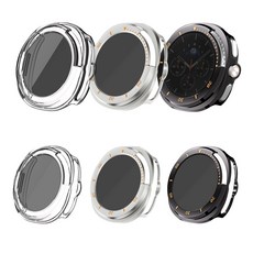 [젤센] 갤럭시워치8 클래식 전용 사생활 보호 풀커버 일체형 9H 강화유리 케이스 3개 세트, 사생활보호_베이직/투명+실버+블랙