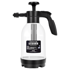 泡沫噴霧器 2000ML 加壓洗車澆花噴壺, 透明罐身，黑色配件, 32.5 厘米