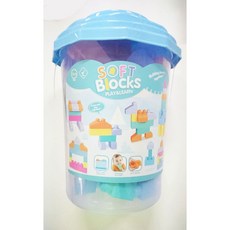 小胡玩具 大顆粒安全軟積木 (48PCS) 時鐘蓋桶裝軟積木 兒童玩具, 1個