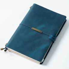 Fromthereon 여행자 노트 레트로 가죽 노트 순수 핸드메이드 미친 말 가죽 플래너 소가죽 일기 저널, 02 A5 Blue