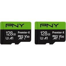 PNY 256GB 프리미어-X 클래스 10 U3 V30 마이크로SDXC 플래시 메모리 카드 - 100MBs A1 4K UHD 풀 HD UHS-I 마이크로 SD, FLASH CARD - 2 PACK, 128GB