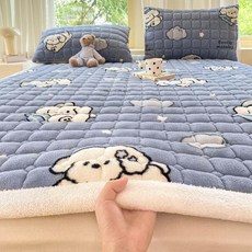겨울 매트리스 토퍼 접이식 방지 미끄럼 따뜻한, 1cm, 클라우드 도그 그레이 B