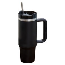 스테인리스 보온 보냉 사무실 차량용 대용량 빨대 텀블러, 887ml, 1개, Black