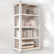 비마이엑스 튼튼 조립식 철제 선반, 화이트, 5단