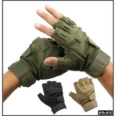 野戰搖滾-生存遊戲 黑鷹戰術半指手套 黑色沙色軍綠色 戰術手套射擊手套騎車手套登山手套勤務特警, 黑色,L, 1個