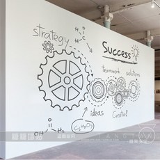 TANG TANG 團隊合作齒輪工業風牆貼, 1個, 深灰色,小