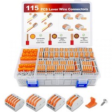 Nilight - 50036R 폐쇄형 크림프 터미널 300개 22-1616-1412-10 게이지 나일론 와이어 커넥터 키트 2년 보증, 115Pcs Lever Wire Connectors