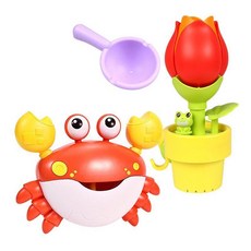 우리 아기가 즐겁게 목욕할 수 있는 버블 장난감, 빨간색 피크게+꽃 샤워(배터리포함), 1개