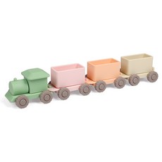 兒童矽膠小火車 益智可拆裝玩具 趣味堆疊遊戲, 輪子火車 - 粉色, 1個