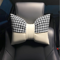 락톡마켓 차량용 리본 허리 목 쿠션, 베이지머리쿠션, 1개