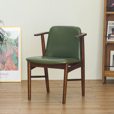 퍼니인어스 이지체어 고급 원목의자 팔걸이 편안한 카페 디자인 체어, 1개, 월넛+카키