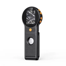 500X 휴대용 자동 초점 디지털 현미경 8LED 2MP 접이식 비디오 돋보기 코인 전자 수리 AF 렌즈 돋보기, 01 Black