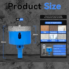 18-68MM 다이아몬드 드릴 비트 세트 세라믹 타일 홀쏘 유리 대리석 화강암 석재 도자기용 위치 드릴 포함 1, 09 45