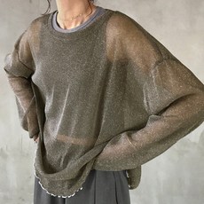 해피유통 여성 시스루 반팔 니트 여름 데일리룩 상의