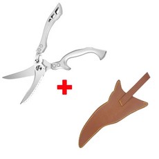 다기능 스테스 주방 가위 닭 뼈 과일 해산 생선 저울, 1.Scissors brown c..