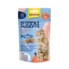 GimCat 貓倍樂 Nutri Pockets 鮭魚口味貓零食 無肉配方 富含Omega 3&6 維生素, 60g, 1個, Salmon