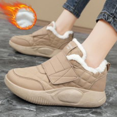 NUNUHANA 겨울 여성 방한화 벨크로 퍼 퀼팅