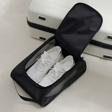 실내화 운동화 메쉬 신발주머니, 블랙, 1개